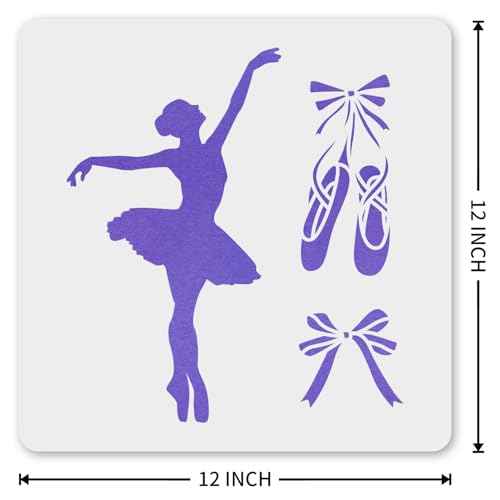 MAGJUCHE Ballet Stencil 12 Inches, Reusable Ballerina Dancer Stencil for Painting DIY Crafts Decor