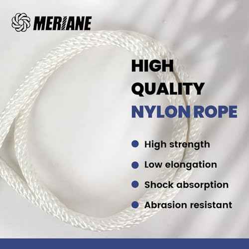 1/2 Inch Nylon Rope 100 Ft ? Multipurpose Solid Braided Rope ? Ideal Use for Camping, Clothesline, Marine, Flag Line ? Abrasion & UV Resistant ? Shock Absorption Rope for Indoor Outdoor