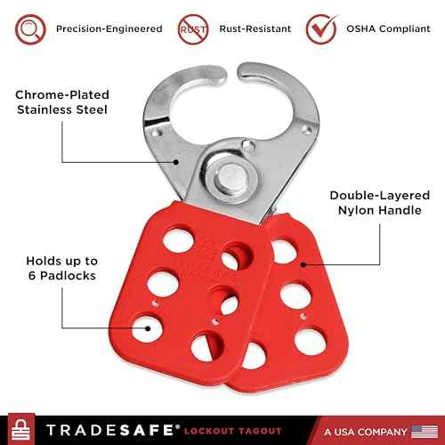 TRADESAFE Lock Out Tag Out Hasp - 6 Pack Stainless Steel Lockout Hasp, Nylon Handle, Tamper-Proof and Impact-Resistant Loto Hasp, 1 inch Jaw Diameter