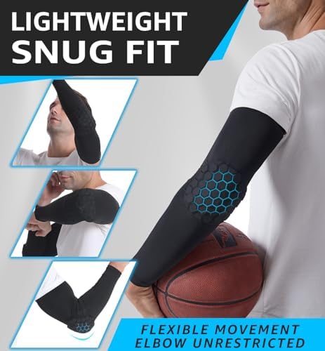 HiRui Elbow Pads for Teenagers Men Women, Elbow Brace Basketball Shooter Sleeves Arm Compression Sleeves