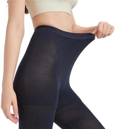 MGANG Medical Compression Pantyhose for Women & Men, 20-30mmHg Graduated Compression Support Tights, Open Toe, Opaque Waist High Compression Stockings for Edema, Varicose Veins, Flight, Navy Blue L