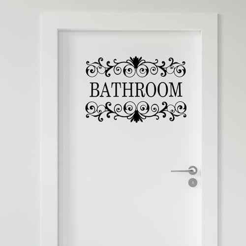 JIEYAO 2 Pcs Black Vine Bathroom Wall Decals, Vinyl Bathroom Wall Stickers Wall Art for Bathrooms Removable Peel and Stick