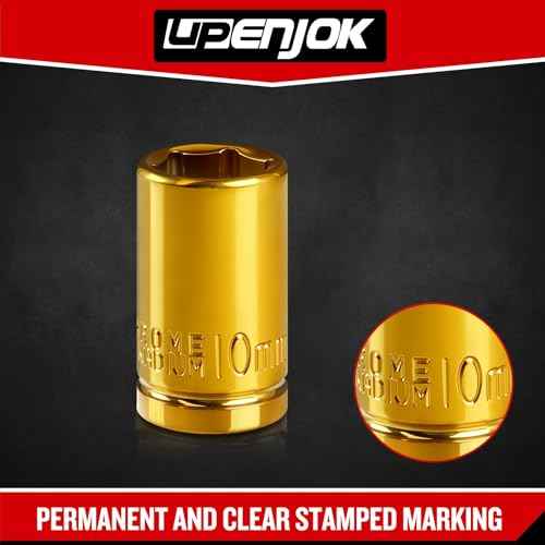 2-Pack 1/4" Drive 10mm Shallow Socket Set - Gold Plated CR-V Steel, 6-Point Design, Anti-Corrosion, for Automotive & DIY