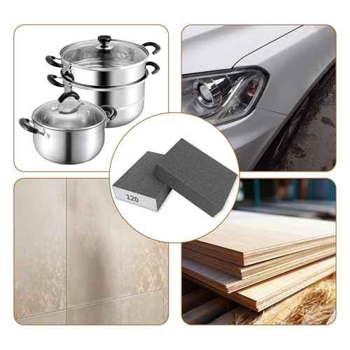8 Pcs Wet Dry Sanding Sponges, 120 Grit Hand Sandpaper Brick, Sanding Blocks for Drywall Metal Wood Furniture