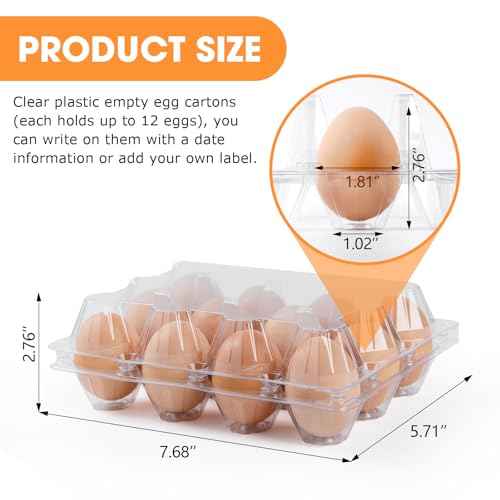 160 Pack Egg Cartons Cheap Bulk 12 Count Clear Empty Egg Cartons for Chicken Eggs 3x4 Grids, Reusable Egg Holder Egg Trays for Family, Chicken Farm, Markets Display - Egg Containers for Fresh Eggs