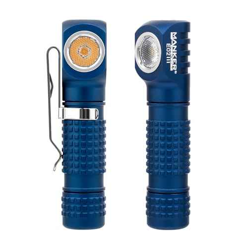 Manker E02III Everyday-Carry Flashlight, USB-c Rechargeable 10440 / AAA Flashlight, Pocket EDC flashlightwith Magnetic Tail, Reversible Clip (400 Lumens NICHIA519A-V1 4000K R9080, Blue)
