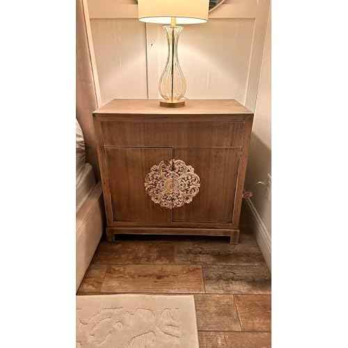 2PCS Unpainted Round Decorative Wood Carved Appliques Onlays Dia12cm/4.72",Unfinished Wooden Carved Flower Carvings Decals for Furniture Cabinet Bed Wardrobe Closet DIY Decoration