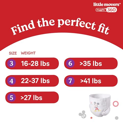 Huggies Size 3 Baby Diapers, Little Movers HuggFit 360° Baby Diapers with 360° Waistband, Size 3 (16-28 lbs), 168 Count (3 Packs of 56), Packaging May Vary