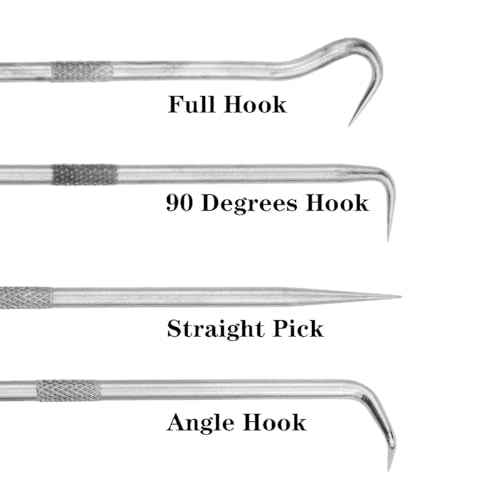 AYLIFU Double Pointed Scraper Metal Hook and Pick Set 45 degrees 90 degrees Pointed Mark Tool For Carpenter Mechanic, 8.3 inch (red)