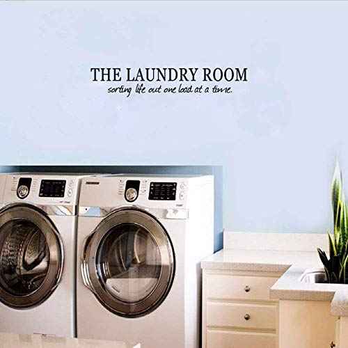 ADECALS Laundry Room Wall Decal - Laundry Sorting Life Out One Load at A Time - White and Black Vinyl Wall Sticker - 22"x8" Irregular Typographic Wall Sticker