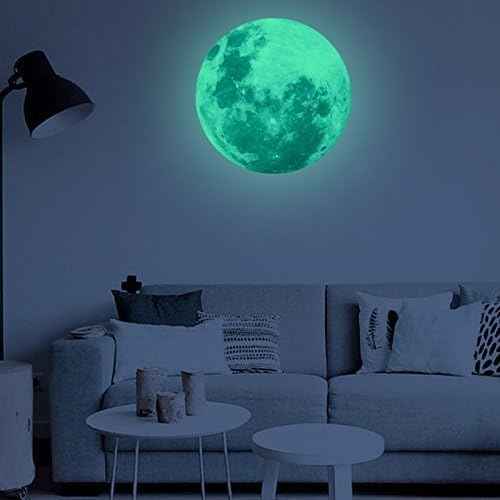 Glow in The Dark Wall or Moon Stickers ? Luminous Decal Stickers for Simulated Moon Effect at Night ? Ideal Kids Decor or Adults ? for Kids Boys Girls