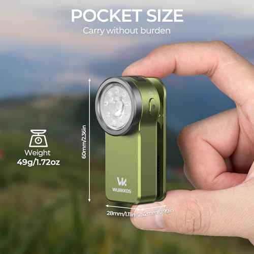 Wurkkos HD03 Rechargeable Flashlights EDC Clip-on Light, Bright 680 Lumens Pocket Flashlight, Combines Spotlight/Floodlight/RGB Light, Magnetic, IPX6 Waterproof for Cycling, Repairing (Olive Green)