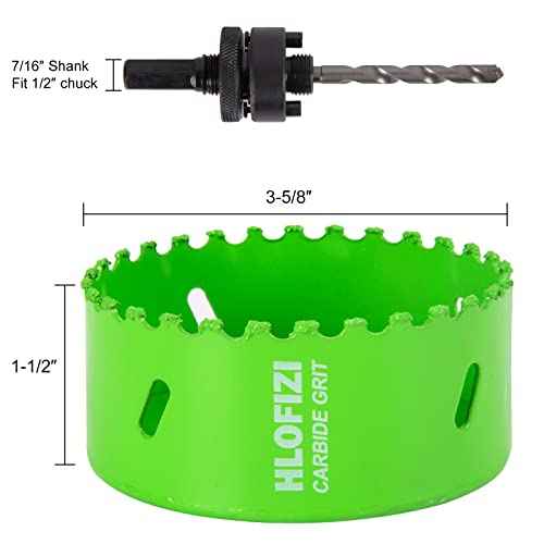 3-5/8 Inch Carbide Grit Hole Saw Cutting Through Stucco, Plaster, Cement Board, Drywall, PVC with 1-1/2" Depth, Up to 3X Faster
