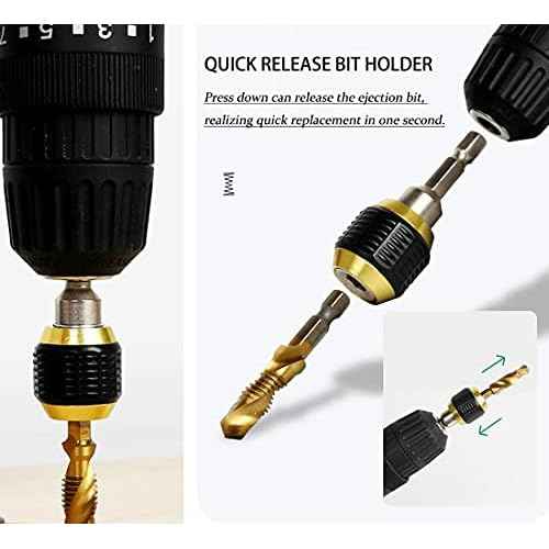 2 Pcs 1/4 Inch Hex Shank Drill Bit Extension Screwdriver Bit Holder Extension Rod Self-Locking Drill Bit Holder Quick Release Chuck Adapter Connector Power Drill Tool [60mm Length]