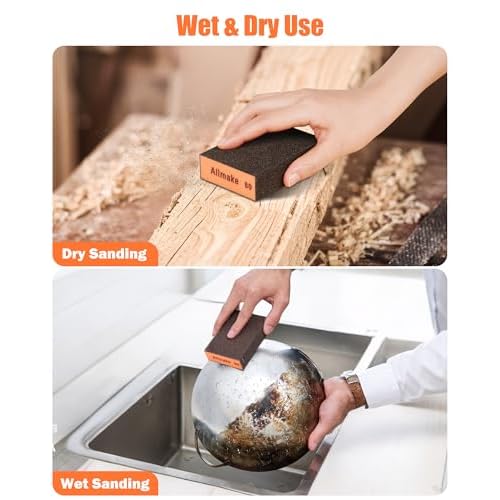10 Pack Sanding Sponge, Washable and Reusable Sanding Block, 60 80 120 180 220 Grit Wet Dry Sandpaper Block for Wood, Drywall Sanding Block for Wood Furniture Crafts Metal Polishing Sand Paper Block