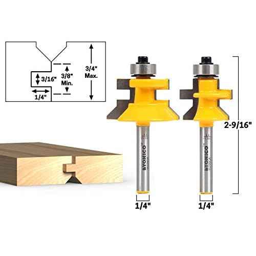 YONICO Tongue and Groove Router Bits Set Flooring 2 Bit Flooring 1/4-Inch Shank 15229q