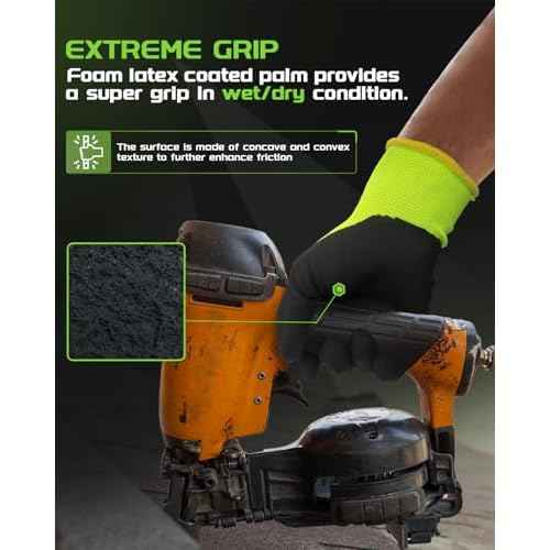 12 Pairs Foam Latex Coated Work Gloves with Breathable Nylon Shell for Precision Tasks, Construction, Warehouse