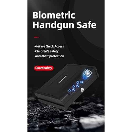 Biometric Gun Safe with 3 Unlock Ways - ¡Â0.1s Fast Fingerprint Access, Voice Prompt Function, Secure Steel Lockbox, Fits Handguns & Revolvers, Perfect for Living Room, Bedroom Storage & In-Car Use