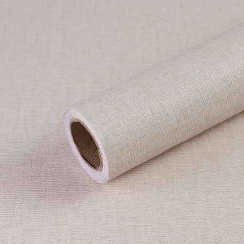 Khaki Grasscloth Peel and Stick Wallpaper 15.7"x118" Modern Textured Contact Paper Faux Linen Removable Self Adhesive Vinyl Wallpaper for Bedroom Kitchen Cabinets