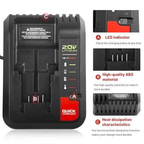 6.0Ah 20volt Replacement for Porter Cable 20V Battery and Charger Combo Compatible with Porter Cable 20V Lithium Battery PCC685L PCC680L PCC681L PCC682L PCC685LP
