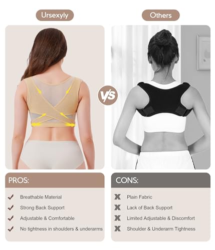 URSEXYLY Upper Back Brace for Women Breathable Posture Corrector Posture Support Back Straightener Pain Relief(Beige,3XL)