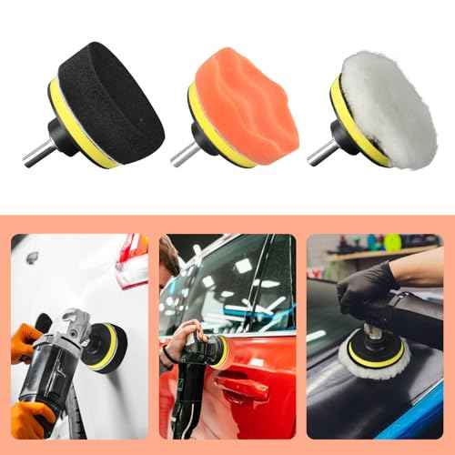 10-Pack Car Polishing Pads, 3 Inch Foam, Buffer Polisher for Drill, Fleece Pad Wax Buffer Drill Polisher Attachment with M10 Adapter