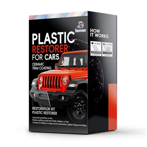 Plastic Restorer Back to Black Plastic Restorer for Cars, Rubber, Vinyl, Trim Coat Car Care, Refreshes Shiny Ceramic Coating Automotive Exterior & Interior Trim Polish Kit with Foam Applicator, 30ml