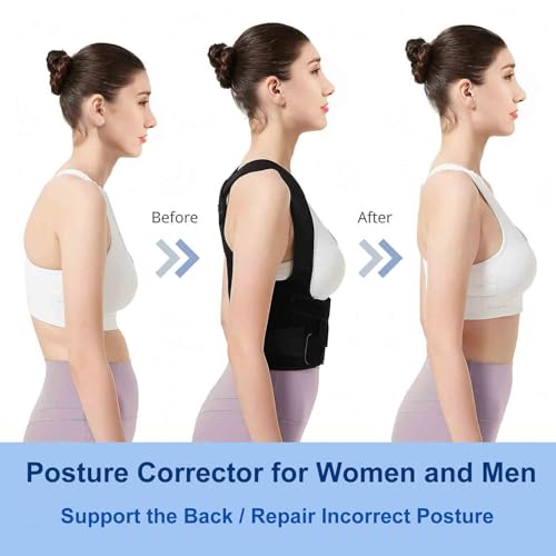 Back Brace Posture Corrector for Women and Men, Upgraded Adjustable Back Support for Upper and Lower Back Pain Relief, Shoulder Straightener for Scoliosis, Hunchback,Thoracic, Waistline-M(31.9"-37.4")