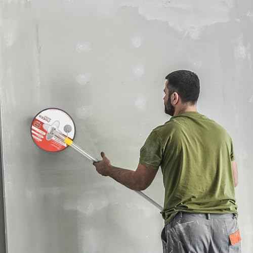 9 Inch Pole Sander for Drywall, Manual Hand Drywall Sander, Round Circular Hand Sanding Head for Ceilings/Painting, Red