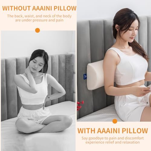 Half Moon Bolster Knee Pillow, Back Pain Relief Memory Foam Leg Pillow, Semi Roll Round Lumbar Leg Wedge for Side Sleepers - Reducing Head Neck Spine Hip Pressure - L