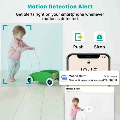 Septekon Indoor Security Camera 2K, 360¡ÆPan Tilt Baby Monitor Pet Camera 2 Pack, 2.4GHz Wi-Fi Camera with Night Vision, Motion Detection, 2-Way Audio Siren, Cloud/SD Card, Works with Alexa, Black