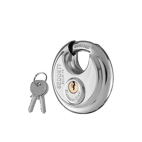 5-Pack Discus Padlocks Keyed Alike, 2-3/4 inch Wide, Stainless Steel 304 Round Lock, Waterproof and Rustproof Storage Lock with Brass Keys, Ideal for Storage Unit Gate, Outdoor, Shed, Fence