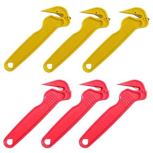 3pcs Safety Box Cutter Utility Knives Packaging Knife Set Stainless Steel Concealed Blade Package Opener with Tape Splitter for Cartons, Cardboard, Wrap, Straps, Film, 1Red and 2Yellow