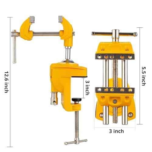 Bench Vise, 360¡Æ Swiveling Articulating Vise, Clamp-On Vise for Workbench, Cast Steel Table Clamp Vise, Pipe Vise, Bench Vice for Woodworking, DIY, Drilling, Sawing, Metal Working
