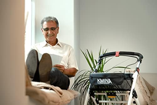 KMINA PRO - Narrow Walkers for Small Spaces, Rollator Seniors, Folding Walker with Wheels, Black