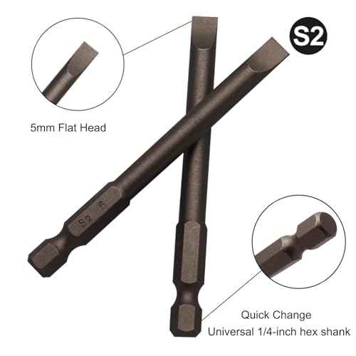 10Pcs Flat Head Screwdriver Bits 6mm / 0.24inch Magnetic Slotted Tip Screwdriver Bits 1/4inch Hex Shank 3inch Long