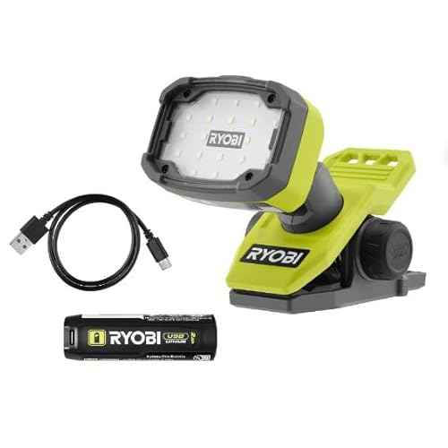 RYOBI USB Lithium Magnetic Clamp Light Kit with 2.0 Ah Battery and Charging Cable
