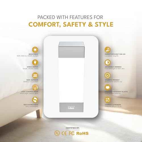 Square Shabbos Lamp ? Elegant Silver | UL Approved, Kosher for Shabbos, Blackout Hood, Fireproof Plastic, 15W LED Included