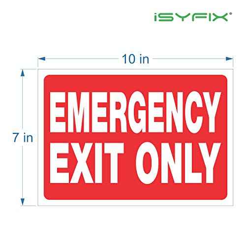 Emergency Exit Only Signs Stickers, 2 Pack 10x7 Inch ? Premium Self-Adhesive Vinyl Decal, Laminated for Ultimate UV, Weather, Scratch, Water & Fade Resistance, Indoor & Outdoor