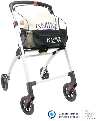 KMINA PRO - Narrow Walkers for Small Spaces, Rollator Seniors, Folding Walker with Wheels, Black