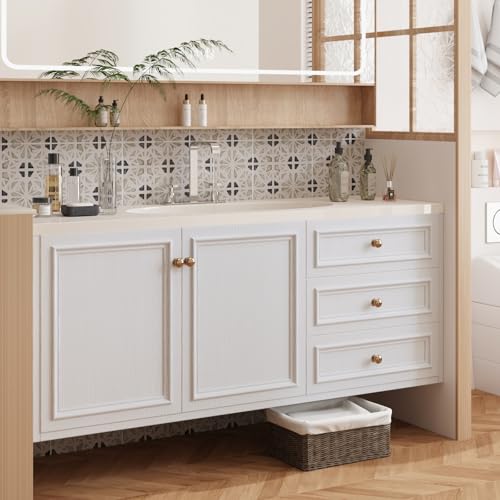 CRE8TIVE White Wood Contact Paper Peel and Stick Textured Thick Wood Look Wallpaper for Countertops Waterproof Vinyl Wrap 12"x80" Self Adhesive White Wallpaper for Bedroom Furniture Cabinets Desk Tops