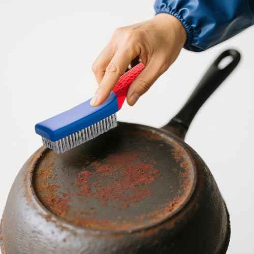 Wire Brushes Set, Stainless Steel Wire Brushes for Cleaning Rust Paint Removal with Curved Handle