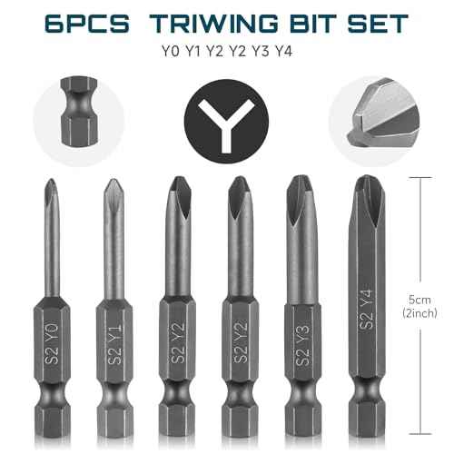 Triwing Screwdriver Bits Set 6pcs Y0 Y1 Y2 Y2 Y3 Y4 Y Tip Screwdriver Bits Magnetic Screwdriver Bits(50mm)