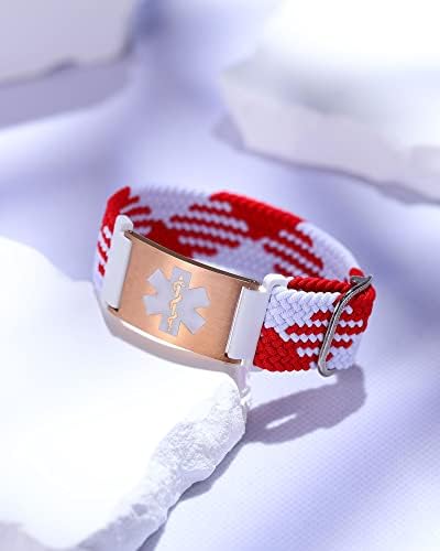 Personalized Sport Medical Alert Bracelets for Women Men - Custom Medical ID Bracelets with Free Engraving - Hook and Loop/Elastic/Stainless Steel/Silicone Watch Wristband Emergency Bracelet