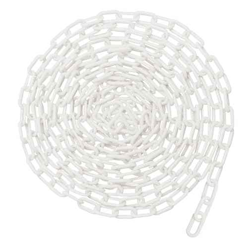 White Plastic Chain 50ft, 1.42" Link, High Visibility Plastic Chain Barrier for Crowd Control, Parking Lot, Driveway, Construction, Fence, Indoor & Outdoor