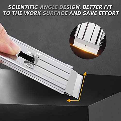 MulWark Razor Blade Scraper Tool Set, 2-Piece with 20 Replacement Blades - Window Cleaner, Glass Cooktop Tool, Paint Remover, Car Decal, Sticker, and Glue Remover (Silver)