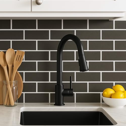 Black Brick Peel and Stick Wallpaper Waterproof Self Adhesive Removable Vinyl Wall Covering with White Grout Lines for Kitchen Backsplash Bedroom Home Decor (17.7 x 118 Inch)