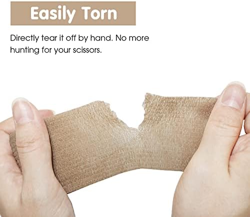 Self Adherent Cohesive Bandage 2"x5 Yards First Aid Bandages Stretch Sport Athletic Wrap Vet Tape for Wrist Ankle Sprain and Swelling,Skin(12 Rolls