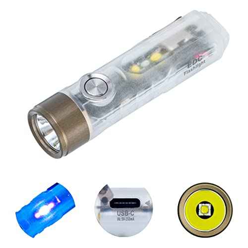 RovyVon Aurora A7 G4 7075 USB C Rechargeable Keychain Flashlights 650 High Lumens Small Bright EDC Flashlight, White/365nm Versatile Sidelights for Camping, Walking Dog, Night Running