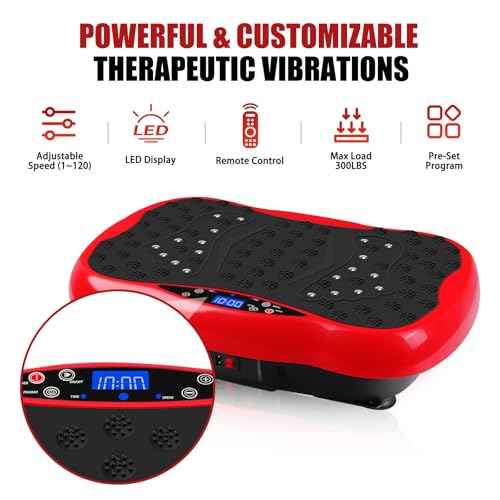 Vibration Plate Exercise Machine, Health & Fitness Full Body Vibration Platform, Portable Vibration Plate Platform for Weight Loss Home Fitness, Lymphatic Drainage, w/Resistance Bands+Remote
